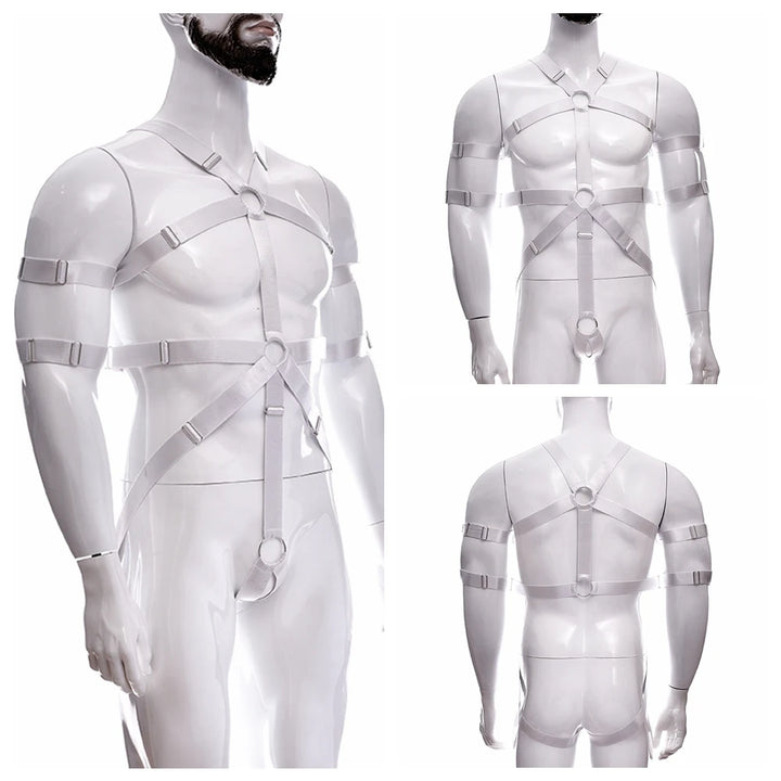 Male Full Body Harness Cage Adjust Set Mens Gay Hollow Elastic Bondage Harness Sexy Lingerie Fetish Nightclub Costume