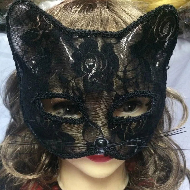 Sexy Lace Mask Women Cat Cosplay Supplies Dance Party Performance Masquerade Fox Mask Couple Animal Face Decor Eyes Accessories