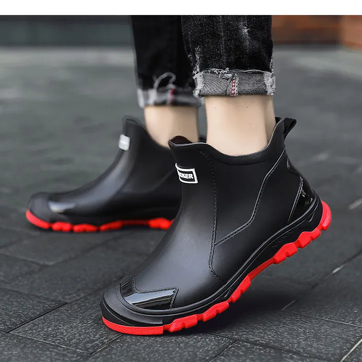 Men's Rain Boots Outdoor Casual Men Ankle Hiking Fishing Water Shoes Waterproof Work Boot Personality Non-slip Male Footwear