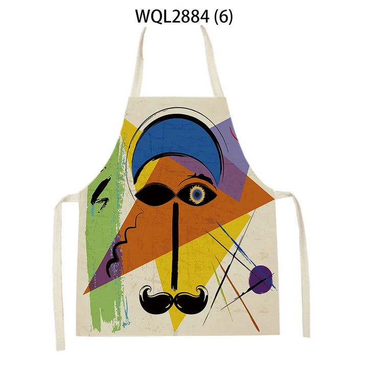 Creative Abstract Geometry Animal Printed Kitchen Aprons Baking Cooking Accessories Dog Koala Bear Pattern Apron Cleaning Tools