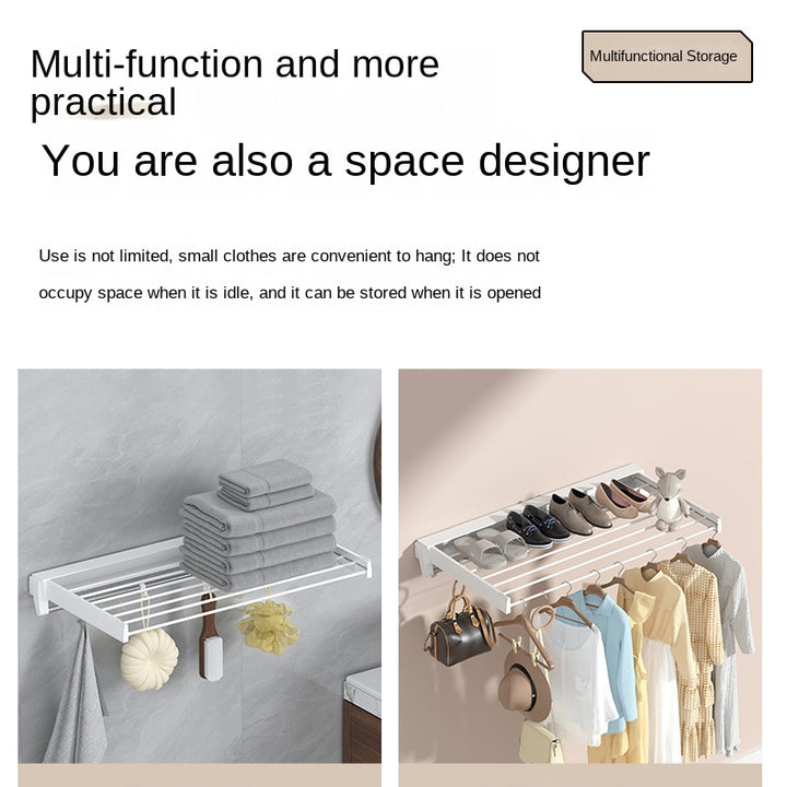 Invisible Retractable Drying Rack Multifunctional Bathroom Towel Rack Indoor Balcony Folding Telescopic Drying Rod No Punch Hole