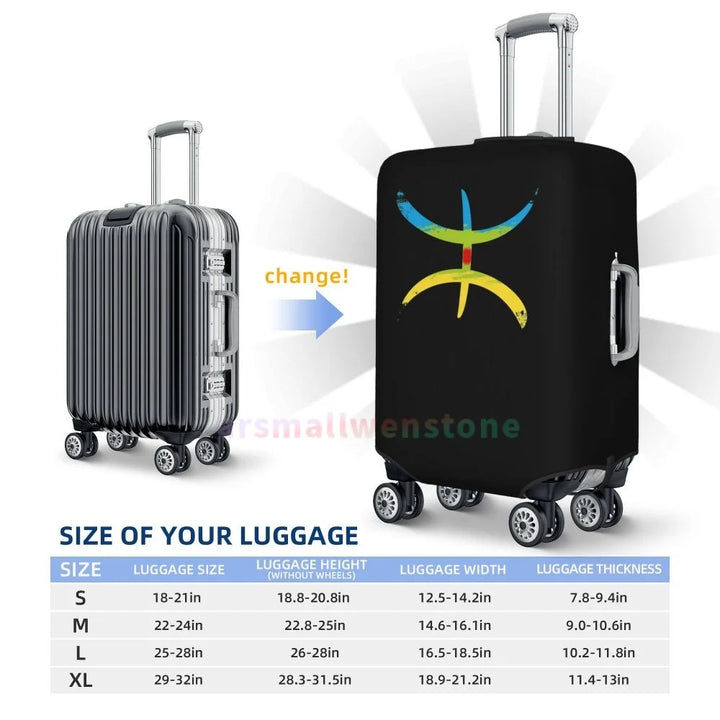 Kabyle Amazigh Flag Luggage Cover Suitcase Protector Thicken Elasticity Dust Covered Anti-scratch Protective Case 18-32 Inch