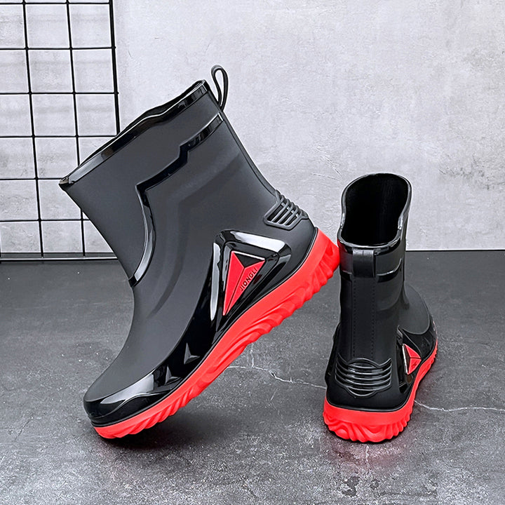 Autumn and winter non-slip rain boots for men warm rain boots, velvet waterproof shoes, kitchen plastic work shoes fishing shoes