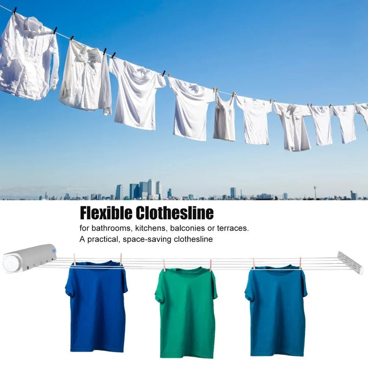 Scalable Clothesline with 4/5-Lines Wall Mounted Clothes Dryer Line Bathroom Invisible Clothesline Space Saving Drying Hanger