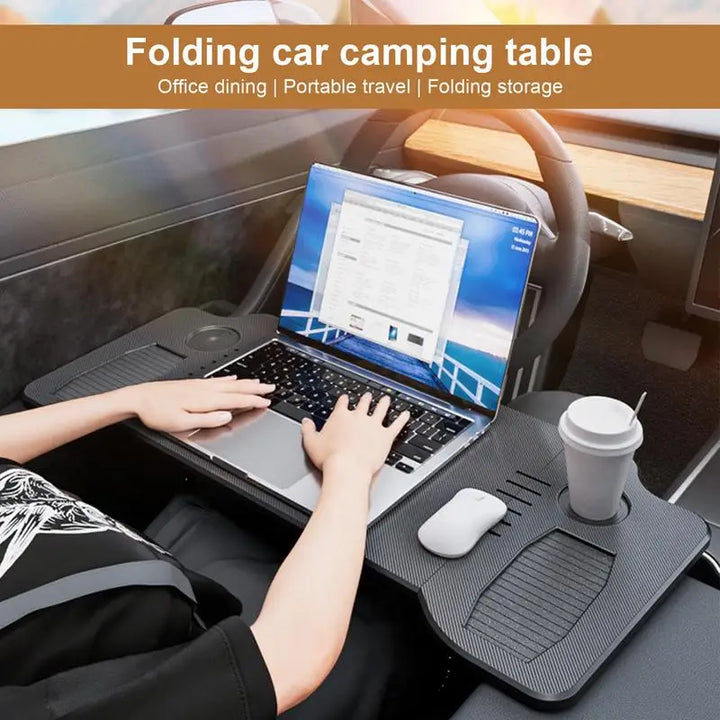 Folding Steering Wheel Table Food Tray For Tesla Model 3 / Y Auto Steering Wheel Laptop Desk Drinks Tray Holder For Car Interior