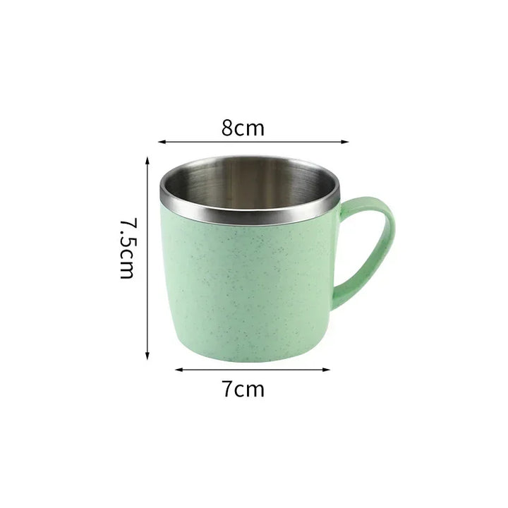 1PC Household Anti-scalding and Anti-falling Coffee Milk Cup Tea Cup Stainless Steel Straw Element Small Water Cup