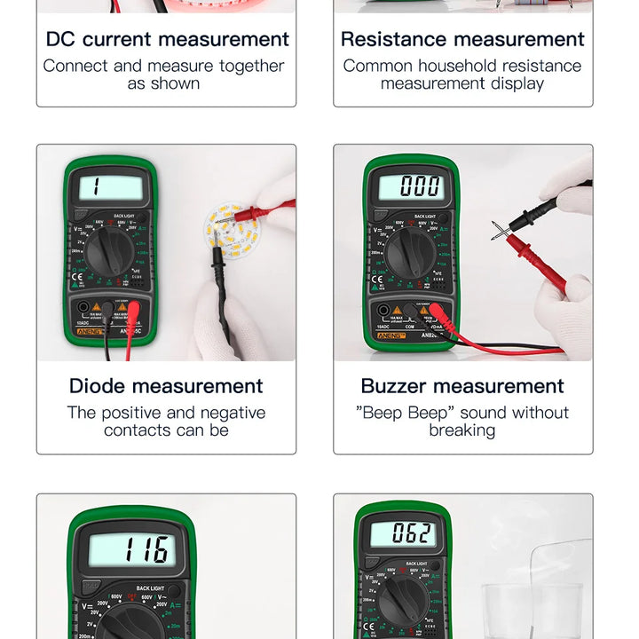 ANENG AN8205C Digital Tester AC/DC Ammeter Multimeter Volt Ohm Multimetro Meter With Thermocouple LCD Backlight Portable Tools