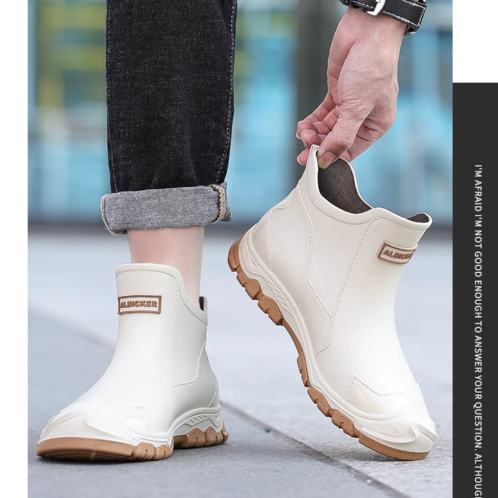 New Winter Cotton Mans Shoes Casual Men's Rain Boots Pvc Waterproof Rubber High Quality Mens Chef Fishing Shoes Size Plus 39-48