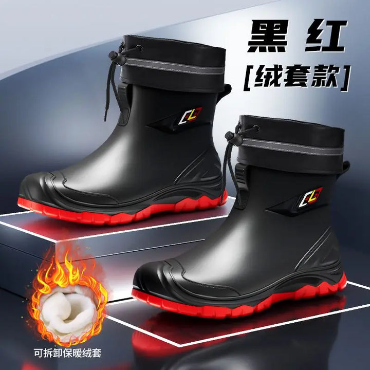 2024 New Men's Water Boots Non-slip Work Rubber Shoes Outdoor Rain Boots Men's New Waterproof Shoes Casual Camping Fishing Shoes