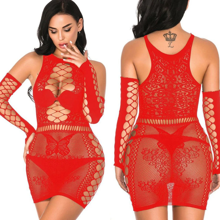 Fat Plus Size Dress Lady Lingerie Erotic Open Cup Crotchless Halter Costumes Sleeve Fishnet Backless Buttock Sexy Women Games