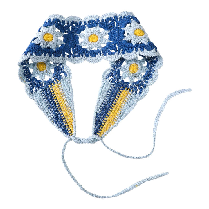 AWAYTR Crochet Bandana Daisy Flower Hair Scarf for Women 2022 Headbands Retro Turban Hairband Hair Accessories