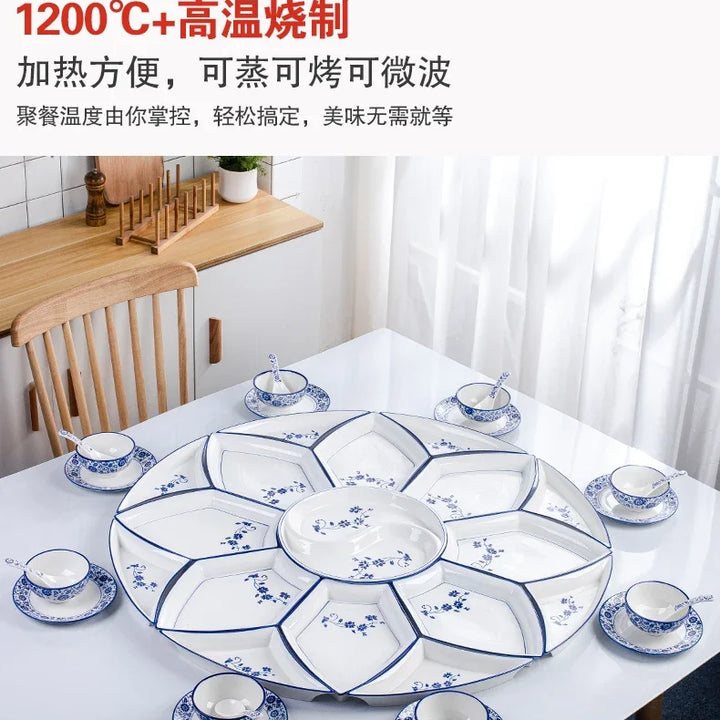 Set plate, net red set, set plate, tableware combination, ceramic dishes, dishes, round tables, dishes, creative household