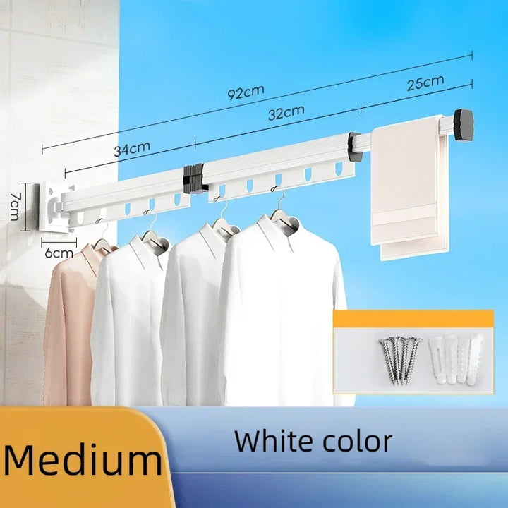 Folding Clothes Hanger Wall Mounted Retractable Cloth Drying Rack Indoor Outdoor Space-saving Aluminum Alloy Laundry Clothesline