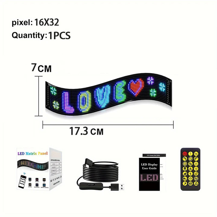 LED Matrix Pixel Panel, Scrolling Bright Advertising LED Signs, Flexible USB 5V LED Car Sign Bluetooth App Control