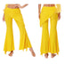 Womens Split Flared Belly Dance Pants Halloween Carnival Costume Solid Color Pants Lace-Up Skirted Pants