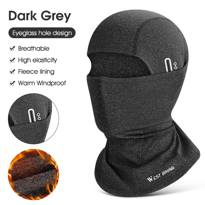 WEST BIKING Balaclava Cycling Cap Winter Warm Running Scarf Bike Full Face Cover Headwear Climbing Skiing Cold-proof Hat