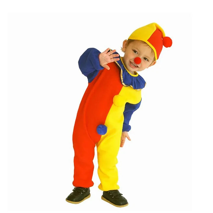 Sydanne Kids Carnival Clown Circus Cosplay Costumes Halloween Children Boys Girls Baby Birthday Halloween Party Jumpsuit Hat