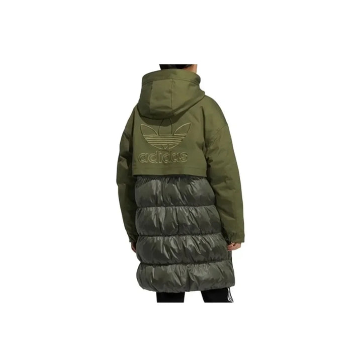 Adidas originals Layered Parka Mid Length Hooded Down Jacket Winter Women's Green