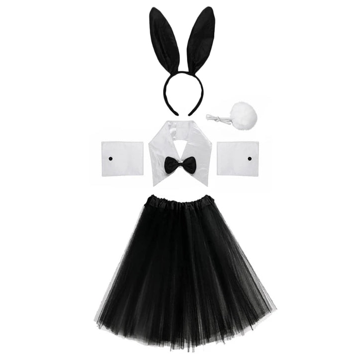 Women Bunny Costume Role Rabbit Headband Tail Bowtie Cuffs Skirt Sexy Photography Props Party Cosplay Masquerade Wear