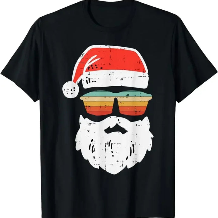 New Christmas T-Shirt for Men Bigfoot Santa Claus Letter Lights Graphic Printed Women Mens Cotton T-shirt Street Party Clothing