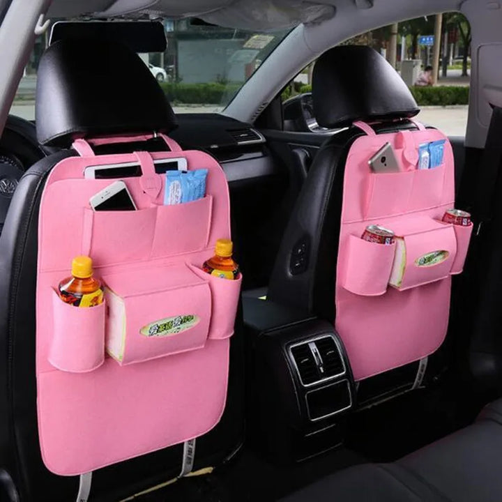 Universal Car Back Seat Storage Bag Organizer Trunk Elastic Felt Storage Bag 6 Pockets Organizer Hanging Car Accessories 40*56CM