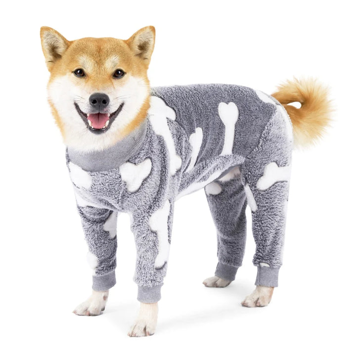 Soft Dog Pajama 4 Legged Warm Fleece Stretchable Dog Pajamas Onesie Pet Pjs Full Body Cover Dog Jumpsuit Clothing