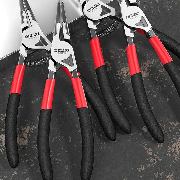 DELIXI ELECTRIC 5-In Circlip Pliers,Needle nose Pliers，Retaining Ring Pliers，for Removing Installing Puller Locking Rings Shafts