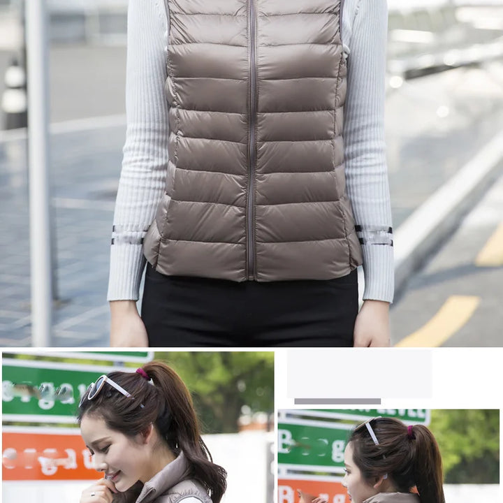 2023 New Women Sleeveless Women Slim Ultra Light Down Jacket Girl Portable Lightweight Vests Windproof Warm Waistcoat