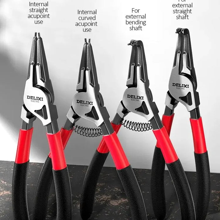 DELIXI ELECTRIC 5-In Circlip Pliers,Needle nose Pliers，Retaining Ring Pliers，for Removing Installing Puller Locking Rings Shafts