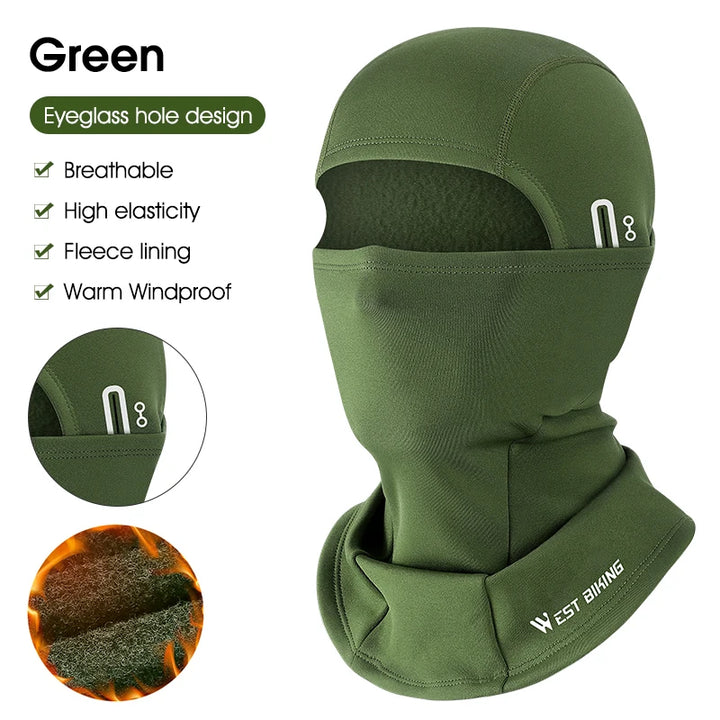 WEST BIKING Balaclava Cycling Cap Winter Warm Running Scarf Bike Full Face Cover Headwear Climbing Skiing Cold-proof Hat