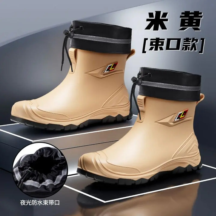 2024 New Men's Water Boots Non-slip Work Rubber Shoes Outdoor Rain Boots Men's New Waterproof Shoes Casual Camping Fishing Shoes