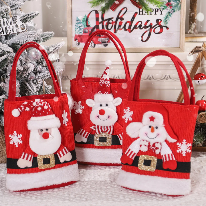 2024 New Christmas Decorations Santa Claus Snowman Bear Gift Bag Children's Candy Bag Handbag Wholesale Новогодние Украшения