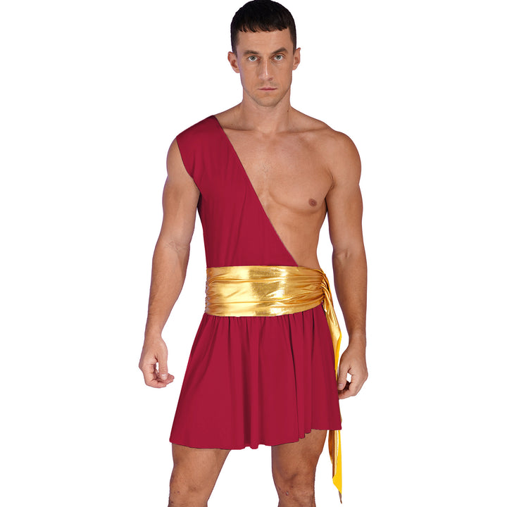 Men's  Ancient Greek God Halloween Party Costume Cosplay One Shoulder Strap Skirts Knight Warrior Theatrical Performance Outfit