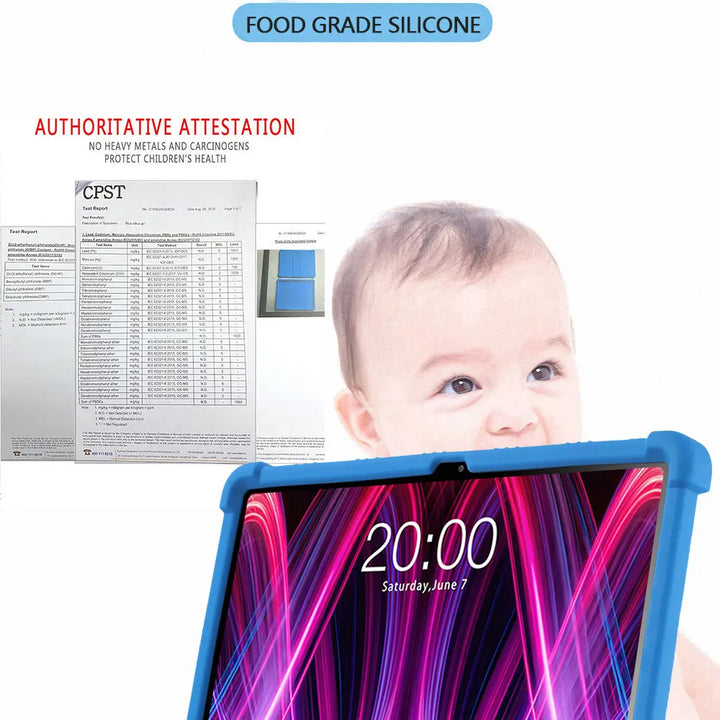 for Teclast T60 Plus 12"Tablet Case Shockproof Cover Android 14 Soft Silicon Stand Protective Shell