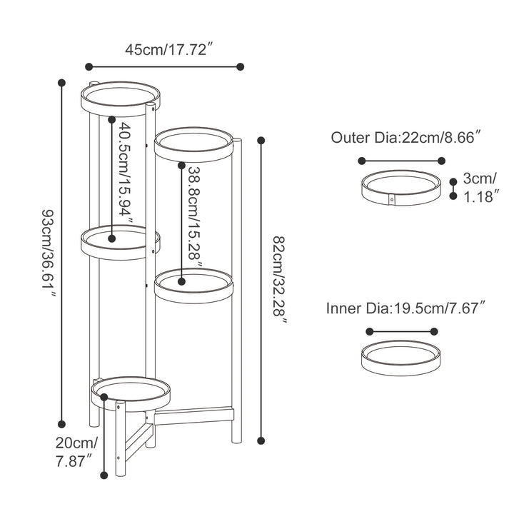 Indoor Outdoor Corner Bamboo 3/4/5 Tier Plant Stand Round Planter Flower Potted Display Holder Rack