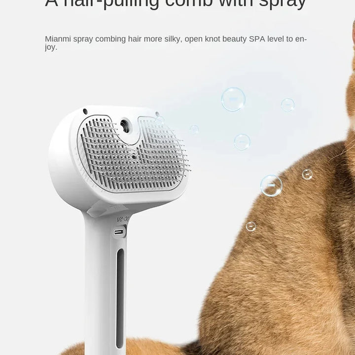 3-in-1 Dog Hair Brush Cat Hair Brush Electric Pet Cleaning Brush Steam Spray Brush Massage Hair Removal Comb anti-Tangle Brush