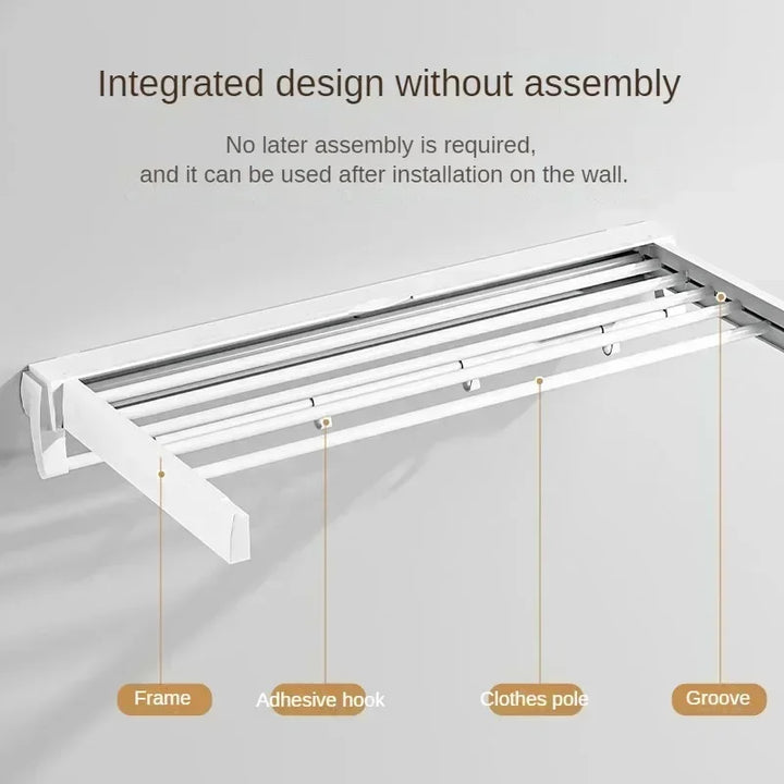 Invisible Retractable Drying Rack Multifunctional Bathroom Towel Rack Indoor Balcony Folding Telescopic Drying Rod No Punch Hole