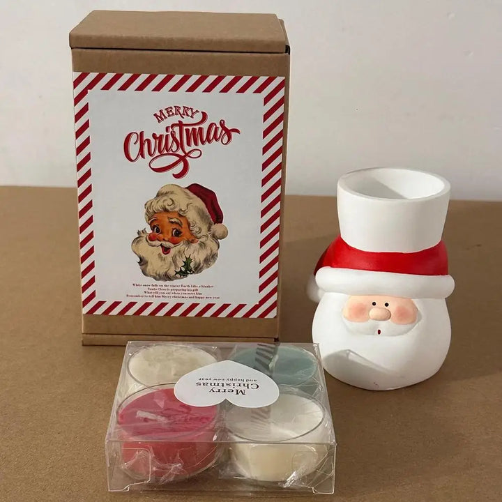 Santa Claus Tealight Holder Christmas Tealight Stand Plaster Candle Holder Home Seasonal Centerpiece Seasonal with 4 Tealight