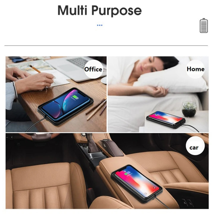 Wireless Car Charger,10W Qi Fast Charging Non-Slip Shockproof Silicone Pad Mat Phone Holder Mount for iPhone 12 /12 Pro