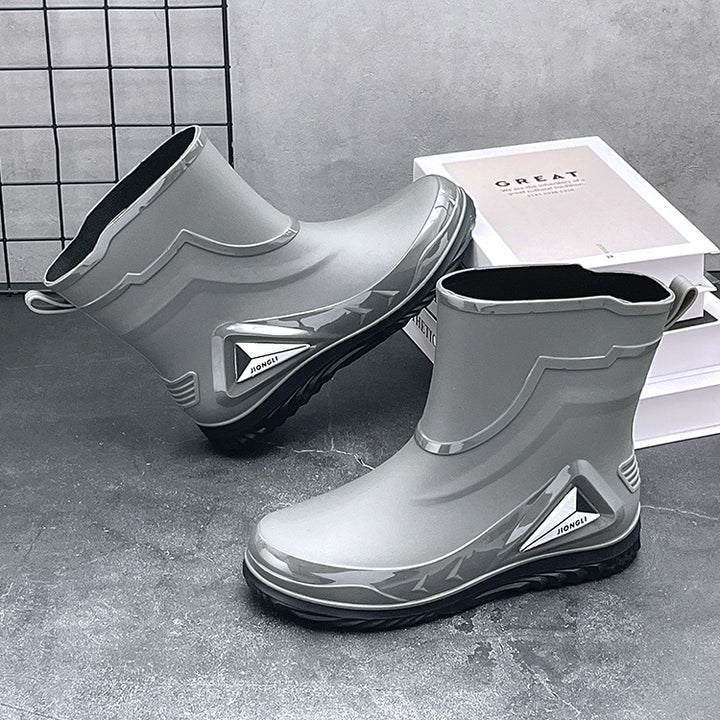 Autumn and winter non-slip rain boots for men warm rain boots, velvet waterproof shoes, kitchen plastic work shoes fishing shoes