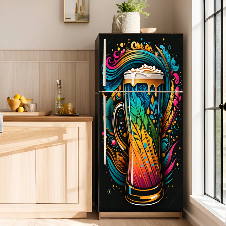 Beer Posters Kitchen Adhesive Fridge Door Cover Wallpaper Sticker Room Decoration Sticker PVC Waterproof and Oil proof Sticker