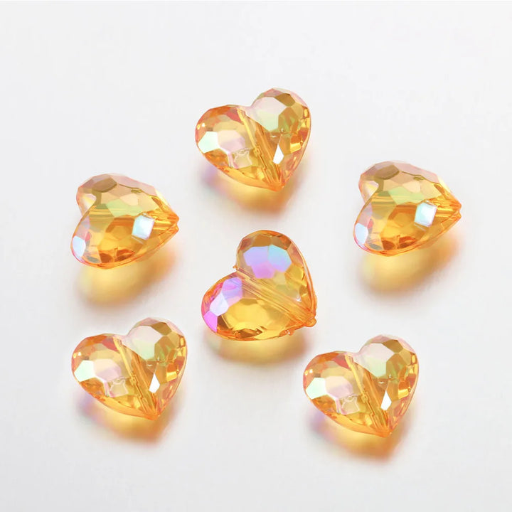 20pcs Acrylic Love Heart Beads Shiny Mix AB Color Large Crystal Loose Spacer Beads for Necklace Bracelet Pendant Jewelry Making