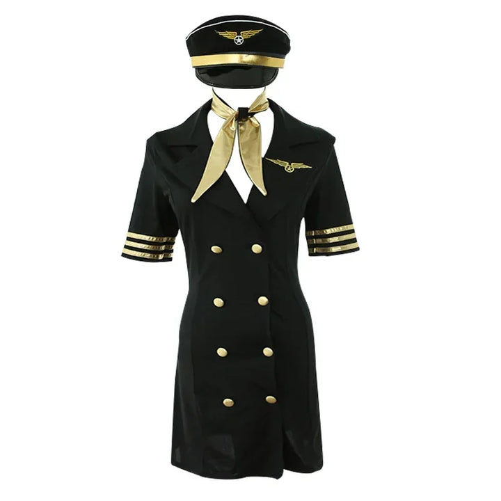 Police Women Cosplay Costumes Anime Role Play Halloween Outfits Sexy Stewardess Lingerie Dress Stage Flight Attendant Costume