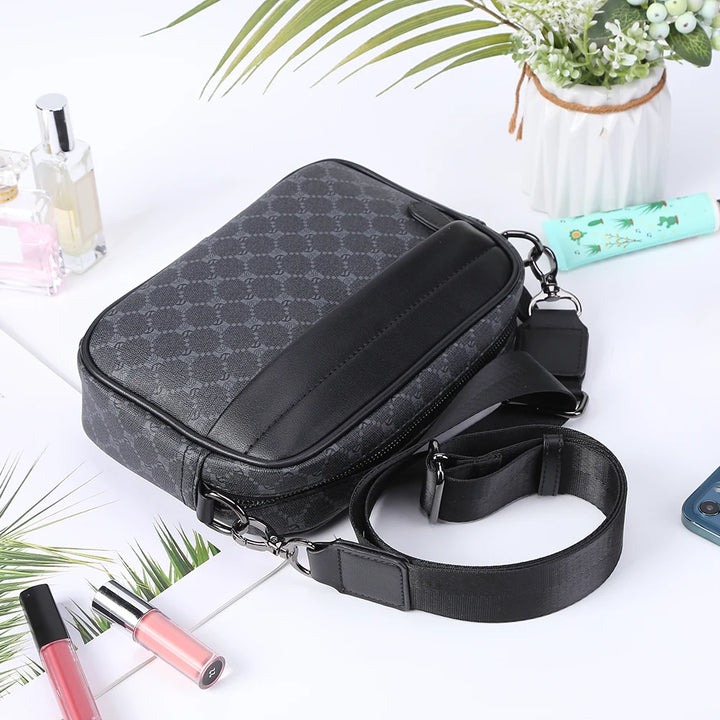 Men Shoulder Bag Leather Casual Business Messenger Bag Men Fashion Shoulder Crossbody Bag Small Square Plaid Designer Sling Bags