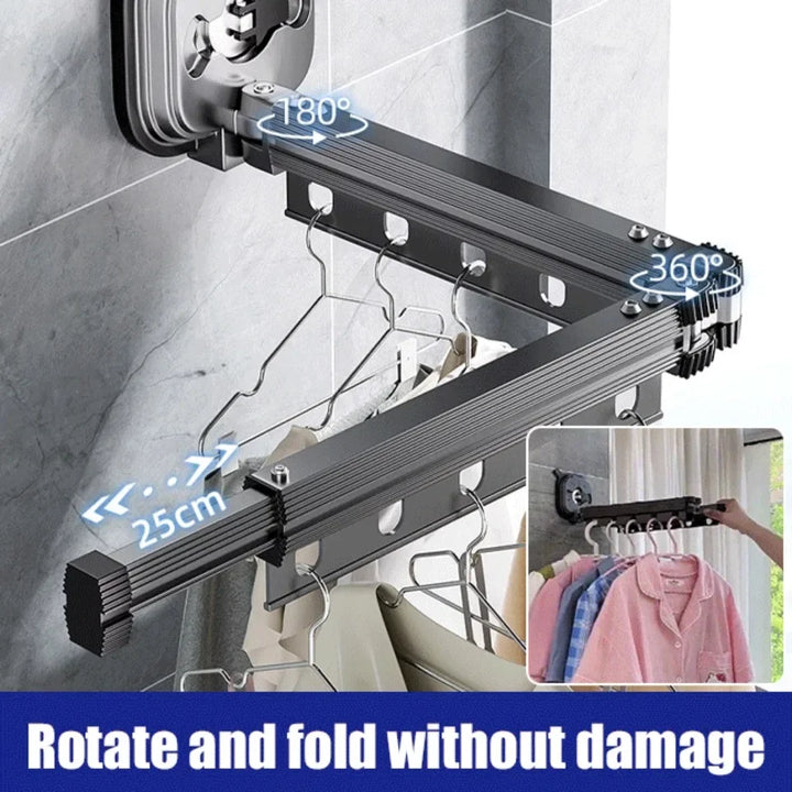 Folding Clothes Hanger Indoor Retractable Suction Wall Space Saving Home Laundry Clothes Drying Rack Home Laundry Clothes Rack