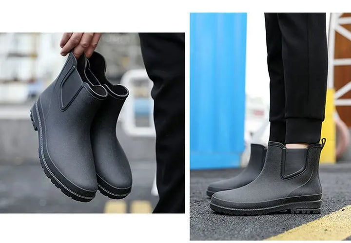 New ，outdoor ，rain boots men's fashionable waterproof shoes men's waterproof boots thick-soled fishing rubber shoes four seasons