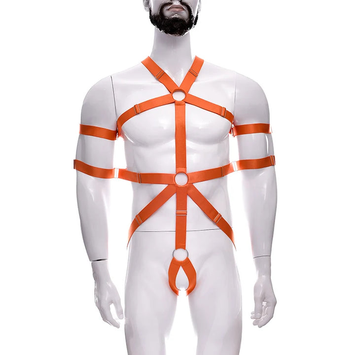 Male Full Body Harness Cage Adjust Set Mens Gay Hollow Elastic Bondage Harness Sexy Lingerie Fetish Nightclub Costume