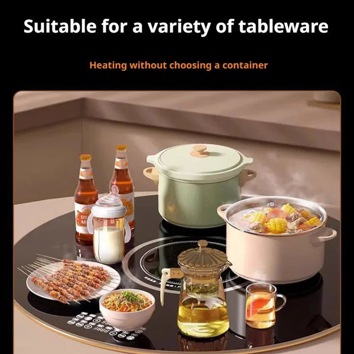 Household Electric Food Warming Board round multifunctional Constant Temperature dining table with hot pot heating plate