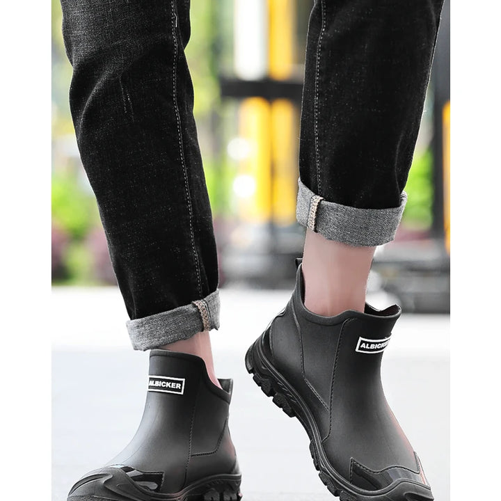 New Winter Cotton Mans Shoes Casual Men's Rain Boots Pvc Waterproof Rubber High Quality Mens Chef Fishing Shoes Size Plus 39-48