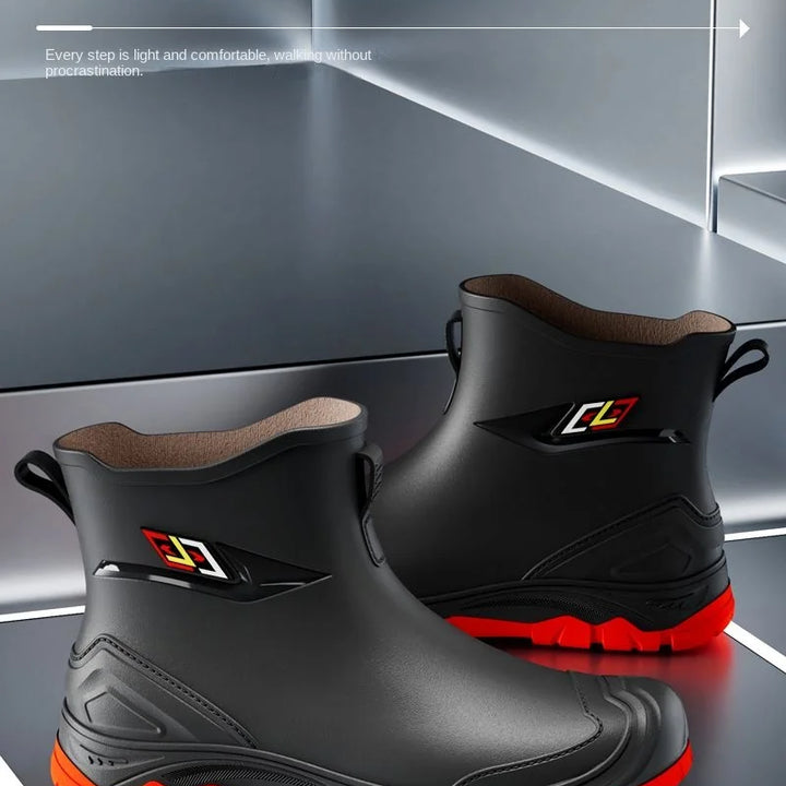 2024 New Men's Water Boots Non-slip Work Rubber Shoes Outdoor Rain Boots Men's New Waterproof Shoes Casual Camping Fishing Shoes